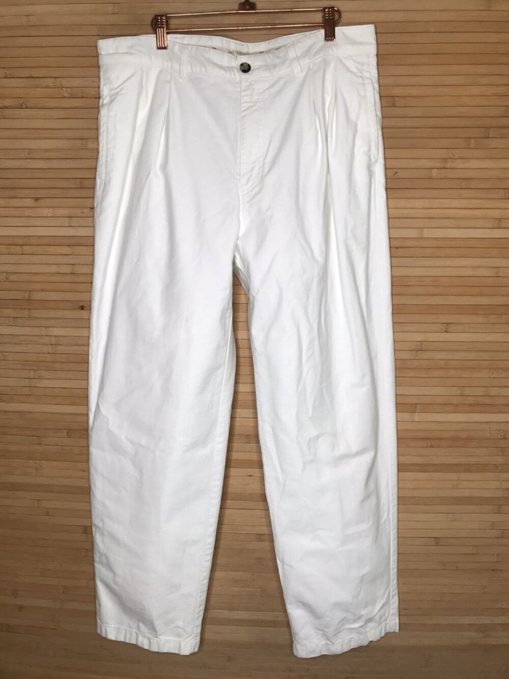 AIME LEON DORE White double pleated trousers pants sz L Large 36x30